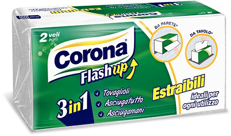 Corona Tovaglioli /asciug /asciugamani Flash Up 3in1 – Cartone 20 pz