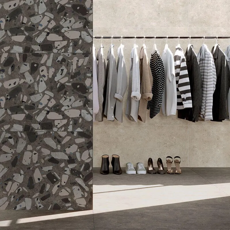 Gres Porcellanato Effetto Cemento Rettificato Naturale 60x120 9.5mm Brera Grafite - Herberia