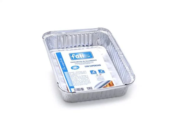 Foli'cont Alluminio Con coperchio 4porz 2pz – Cartone 60 pz