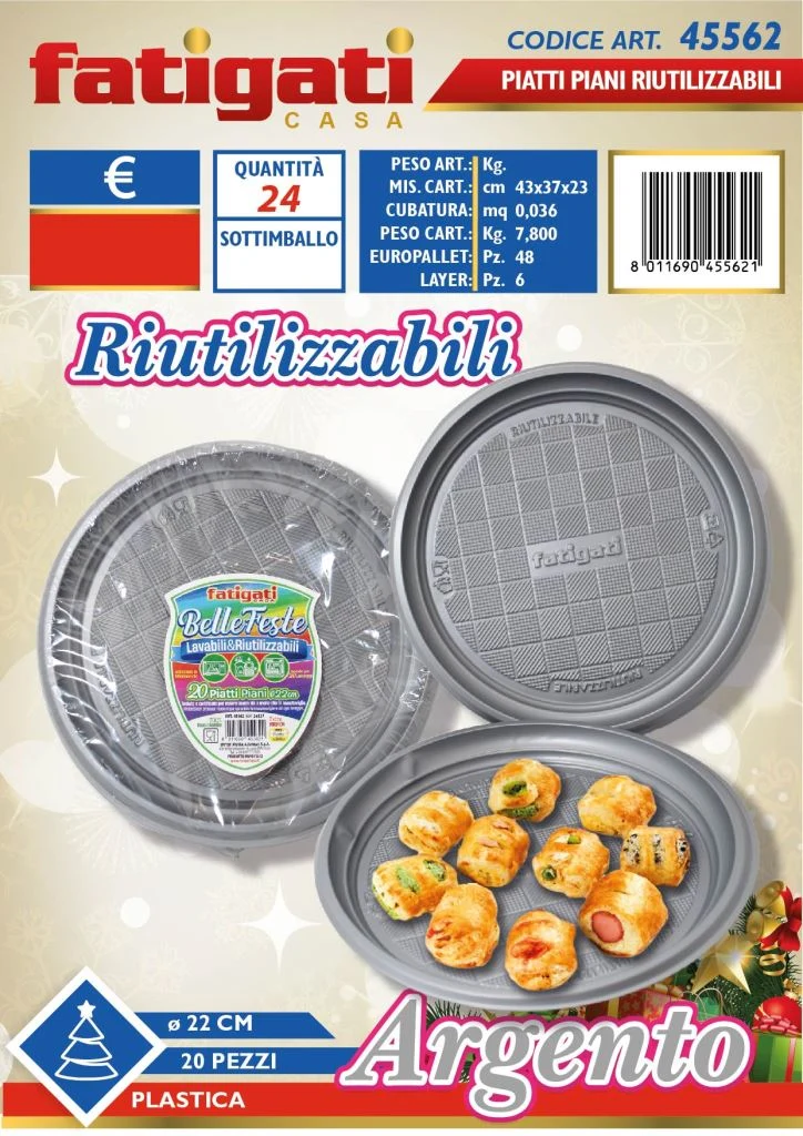 Piani Fatigati pz 20 Argento – Cartone 24 pz
