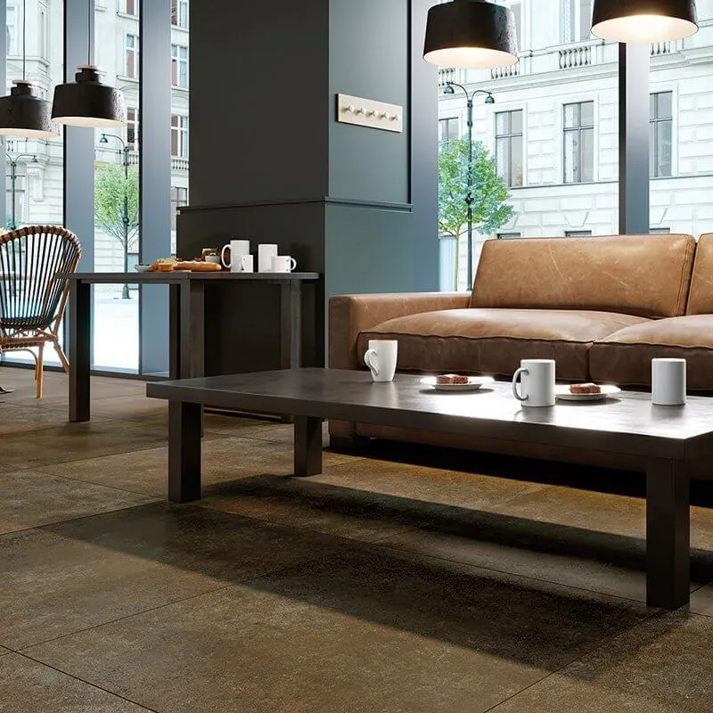Gres Porcellanato Effetto Cemento Rettificato Naturale 60x60 9.5mm Materia Bronzo - Herberia