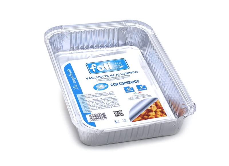 Foli'cont Alluminio Con coperchio 6porz 2pz – Cartone 24 pz
