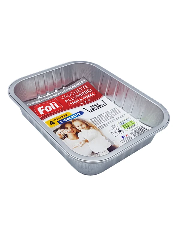 Foli'cont Tripla Forza Alluminio Senza coperchio 4porz 2pz – Cartone 48 pz