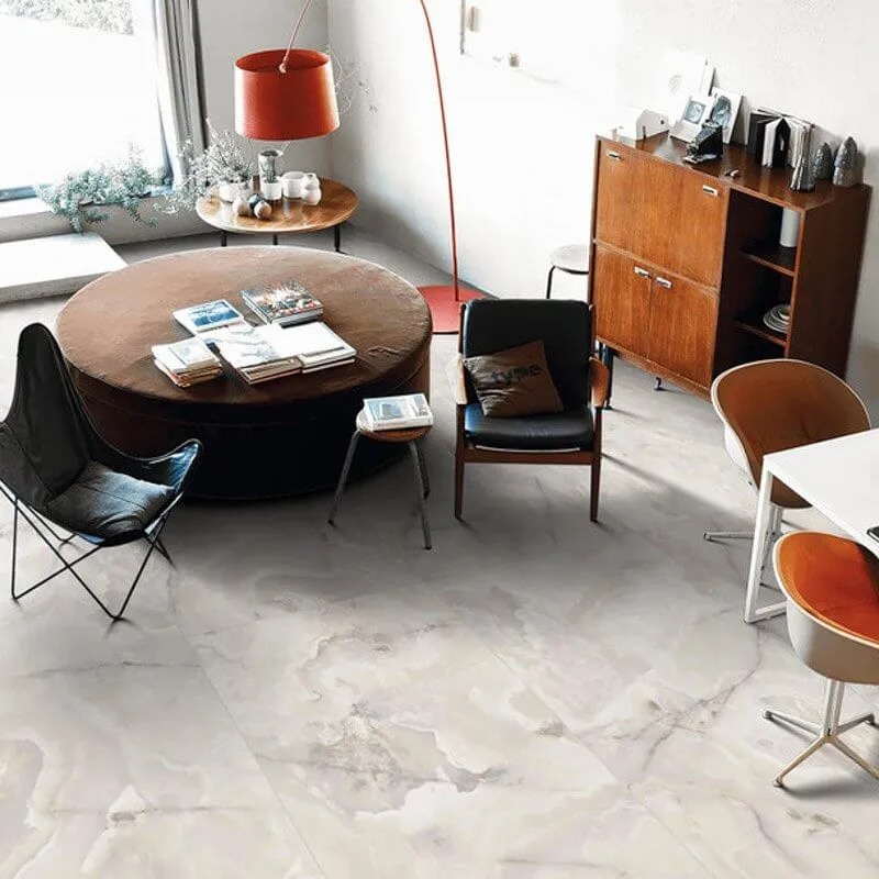 Gres Porcellanato Effetto Pietra Rettificato Satinato 120x120 6mm White Onyx Onyx&More - Florim