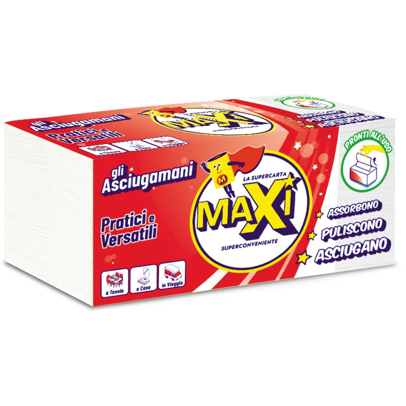 Maxi Asciugamani Pronti All'uso 2 Veli – Cartone 16 pz