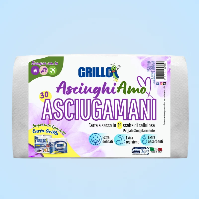 Grillo Asciugamani Monouso 35x65 pz 30 – Cartone 12 pz