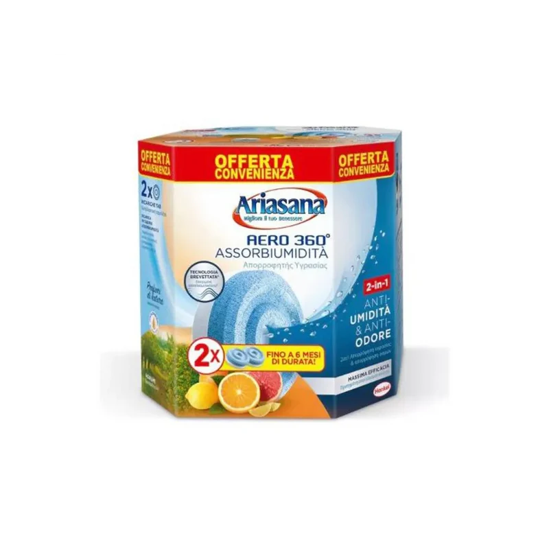 Ariasana Ricarica Tabs 360° 2in1 — Assorbi Umidità · Cartone da 12 confezioni