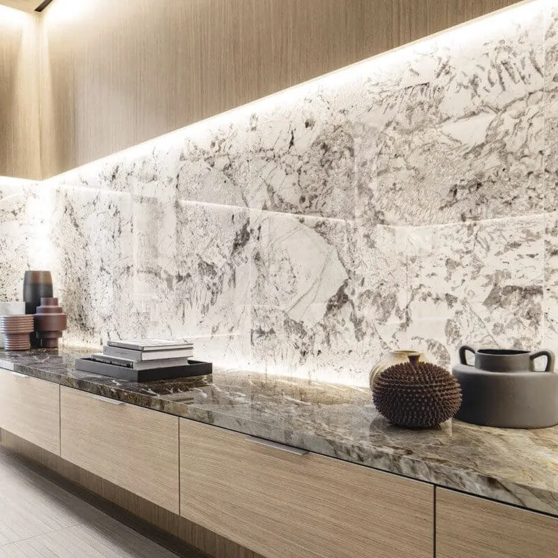 Gres Porcellanato Effetto Marmo Rettificato Lucido 60x120 6mm Glacier Nature Mood - Florim