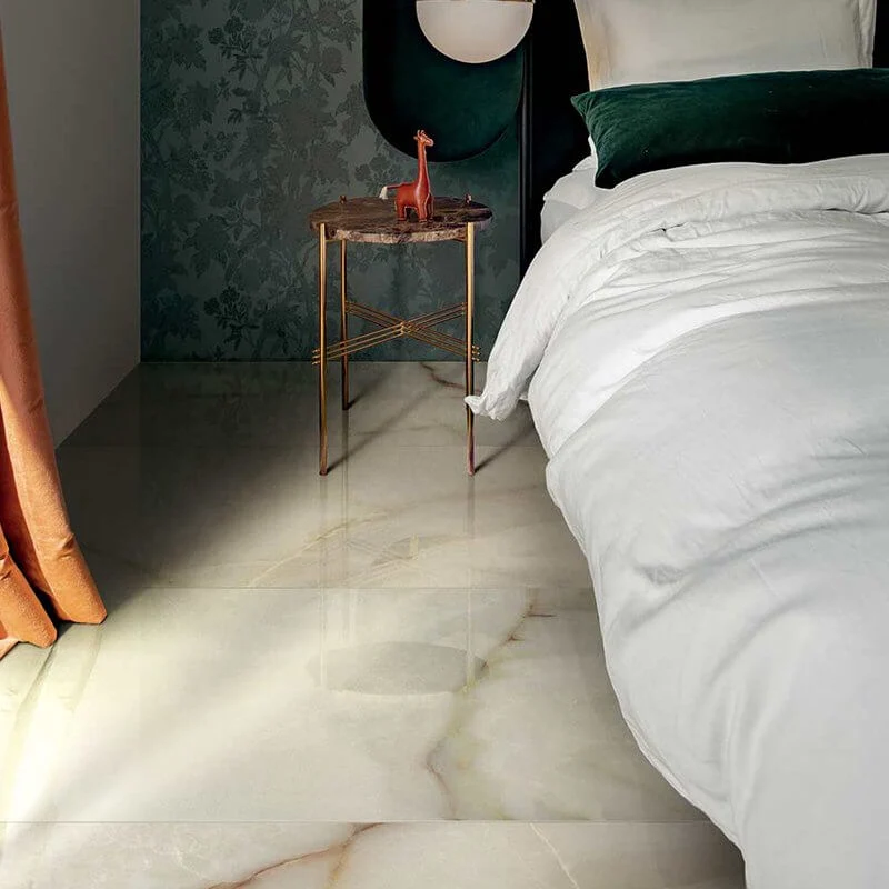Gres Porcellanato Effetto Marmo Rettificato Lucido 60x120 6mm Onyx Blanche Les Bijoux - Florim