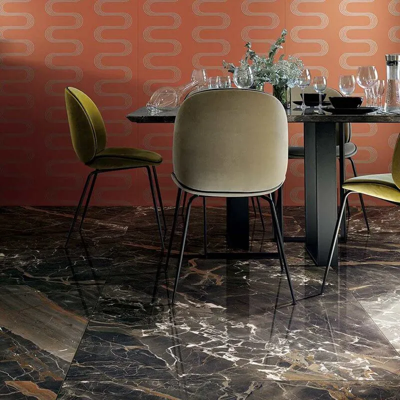 Gres Porcellanato Effetto Marmo Rettificato Lucido 60x120 6mm Ombre Caravage Les Bijoux - Florim