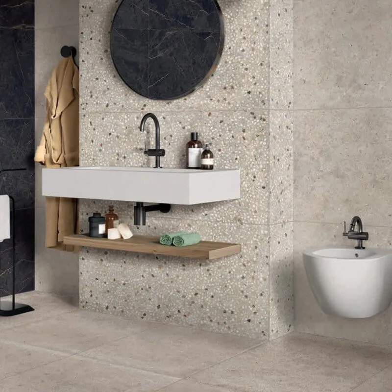 Gres Porcellanato Effetto Pietra Rettificato Naturale 80x80 8.5mm Beige Anima - Ariana