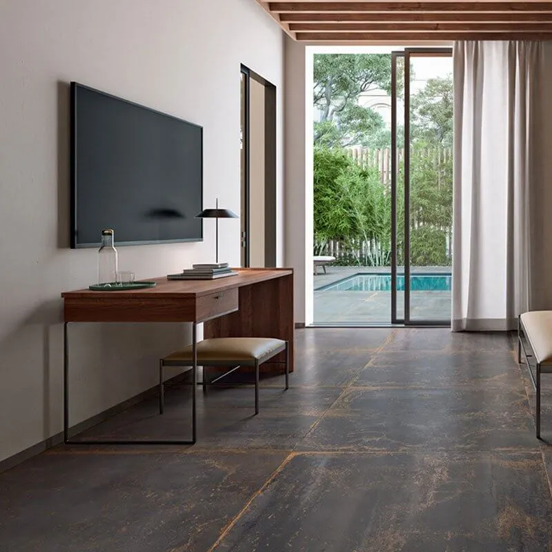 Gres Porcellanato Effetto Cemento Rettificato Grip 80x80 20mm Iron Oxide - Gardenia Orchidea