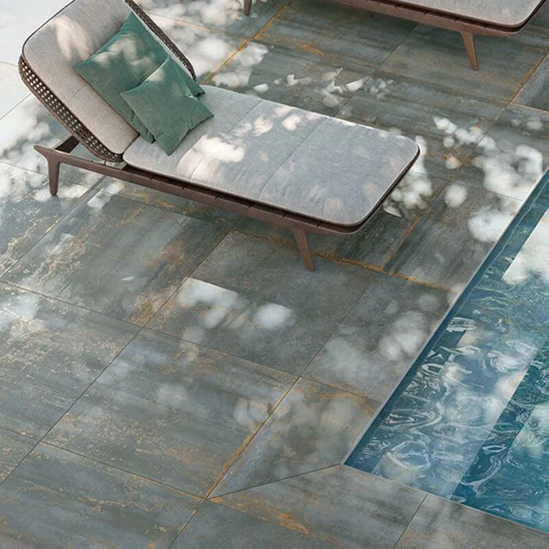 Gres Porcellanato Effetto Cemento Rettificato Naturale 80x80 8.5mm Green Oxide - Gardenia Orchidea