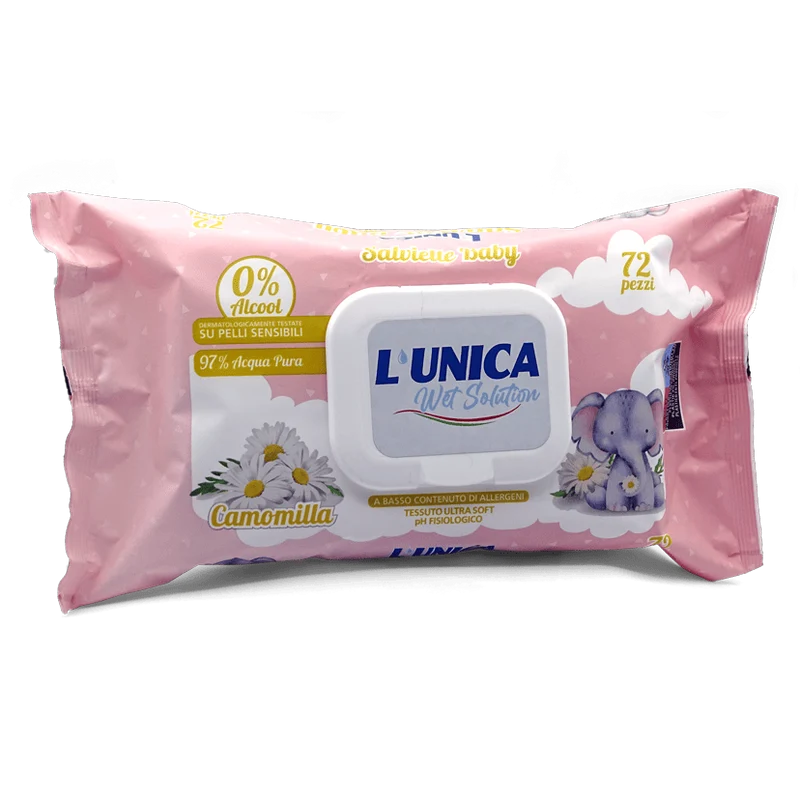 L'Unico Salviett Baby pz 72 Camomilla – Cartone 15 pz