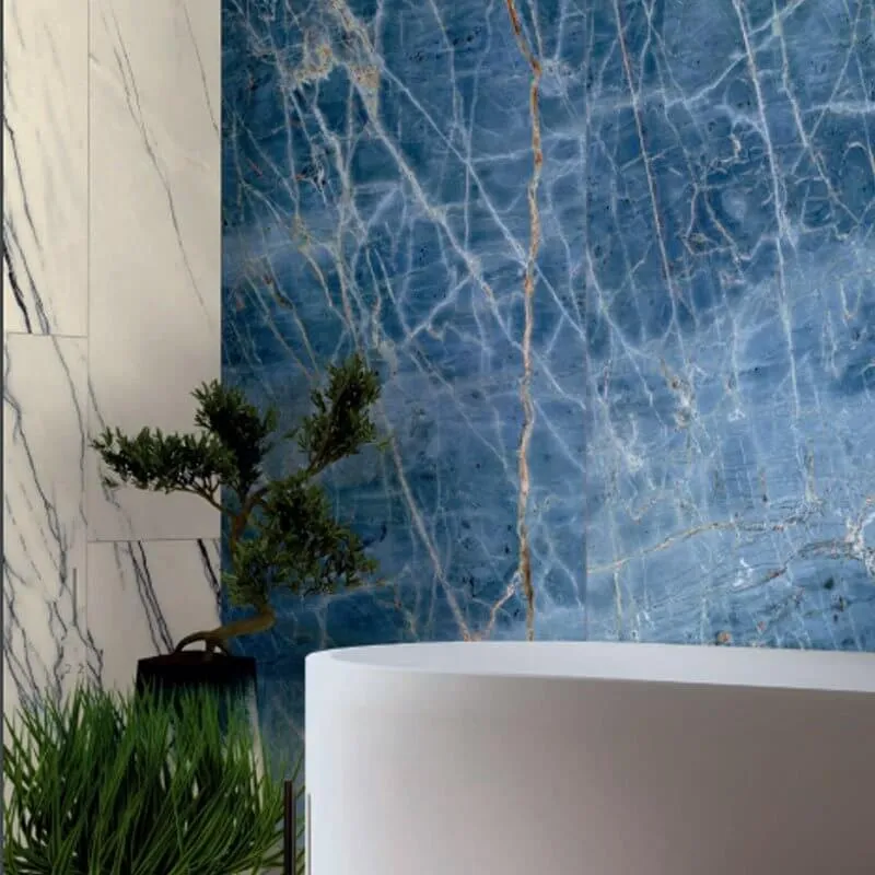 Gres Porcellanato Effetto Marmo Rettificato Lucido 60x120 6mm Blue Denim La Marmoteca - Gardenia Orchidea