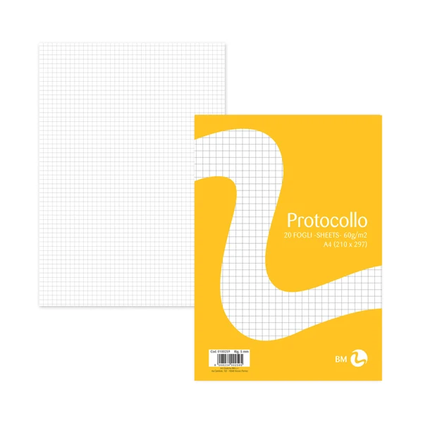 BM - 0100259 - Foglio protocollo - A4 - 5 mm - 60 gr - BM - conf. 20 pezzi - 71067 - Conf. da 1 Pz.