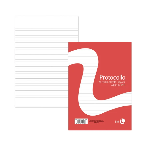 BM - 0100258 - Foglio protocollo - A4 - 1 rigo - 60 gr - BM - conf. 20 pezzi - 71066 - Conf. da 1 Pz.