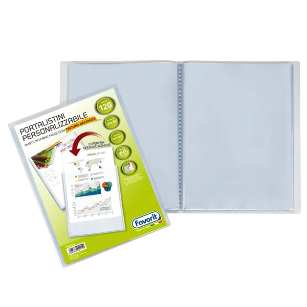 FAVORIT - 100460334 - Portalistini personalizzabile Sviluppo - buccia - 22x30 cm - 120 buste - trasparente - Favorit - 61984 - Conf. da 1 Pz.