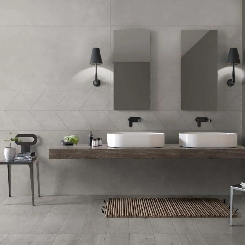Gres Porcellanato Effetto Cemento Rettificato Naturale 30x34 9mm Smoke Crossroad Chalk - ABK