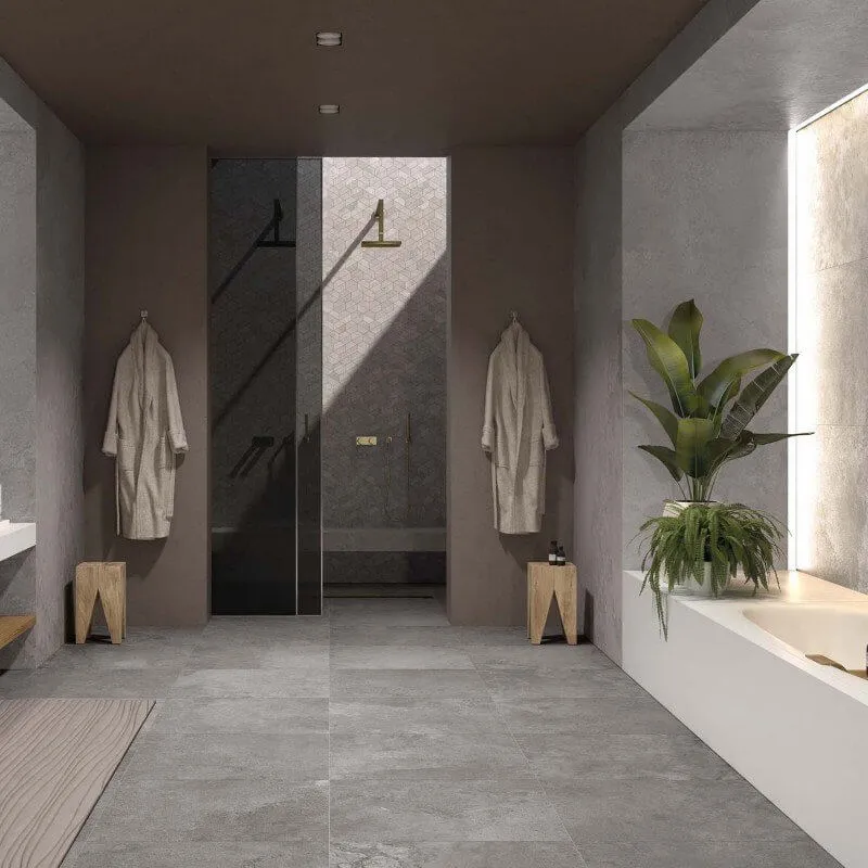 Gres Porcellanato Effetto Pietra Rettificato Naturale 80x80 8.5mm Lead Alpes Wide - ABK