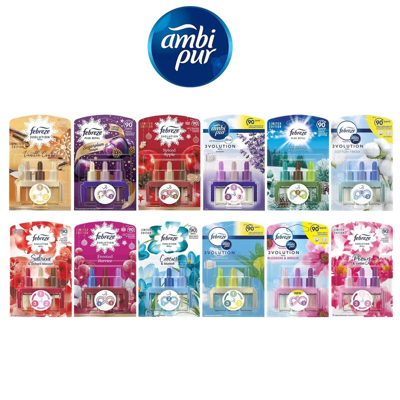Ambi Pur 3Volution Diffusore + Ricarica 20ml — Deodorante Ambiente · Cartone da 4 kit