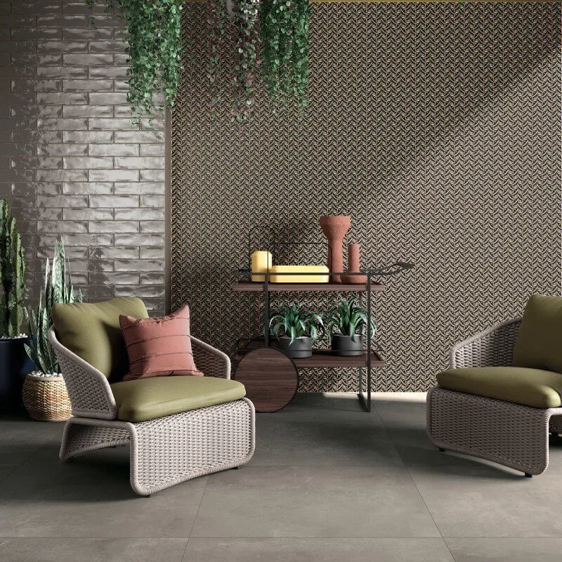 Gres Porcellanato Effetto Cemento Rettificato Naturale 120x120 8.5mm Base Taupe Lab325 - ABK