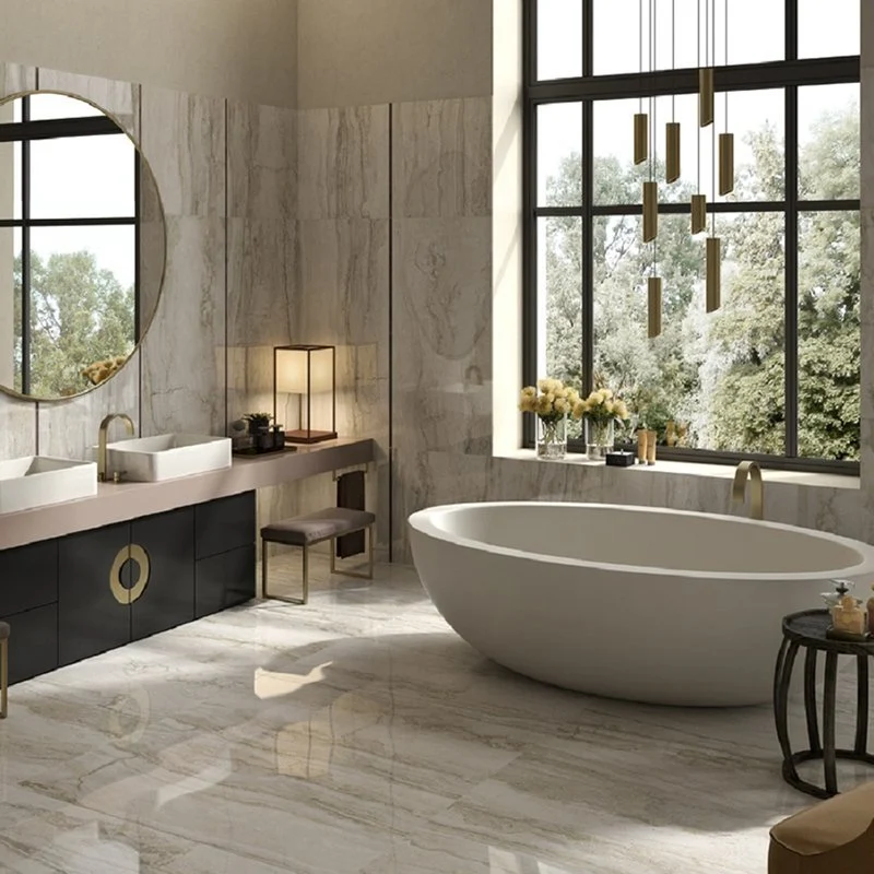 Gres Porcellanato Effetto Marmo Lucido 30x120 Oro bianco Oro - La Faenza