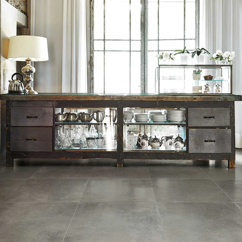Gres Porcellanato Effetto Cemento Rettificato Naturale 60x120 9mm Graphite Maps - Florim