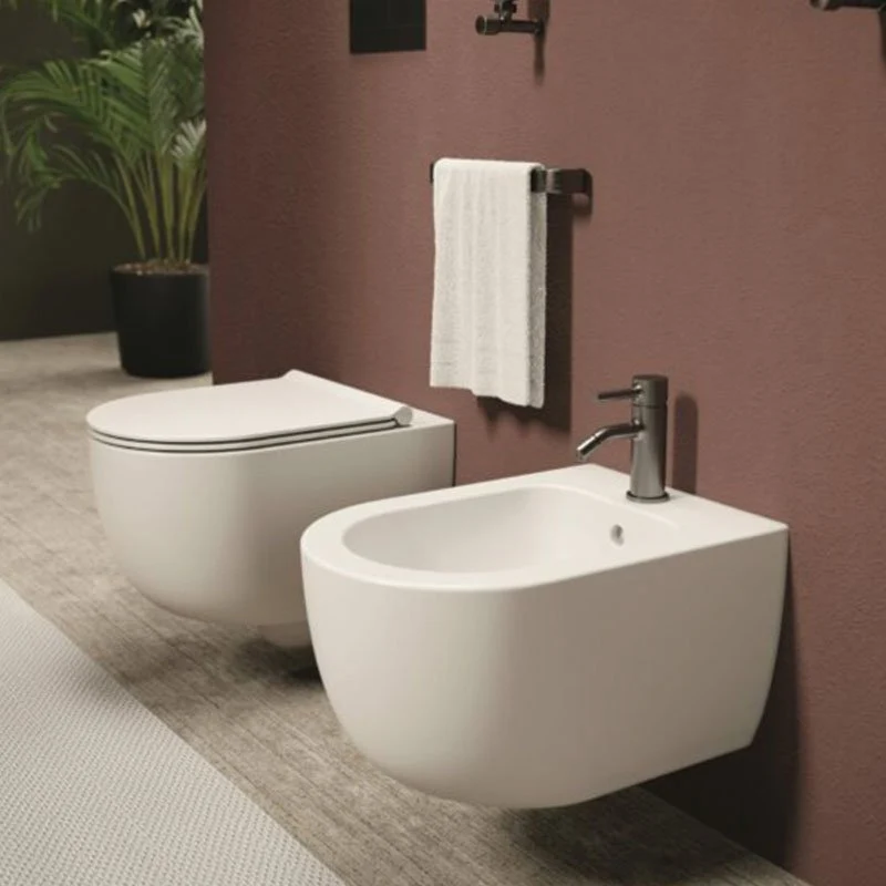 Vaso Sospeso Unica 50 Bianco Opaco Coprivaso Slim Soft Close - Alice