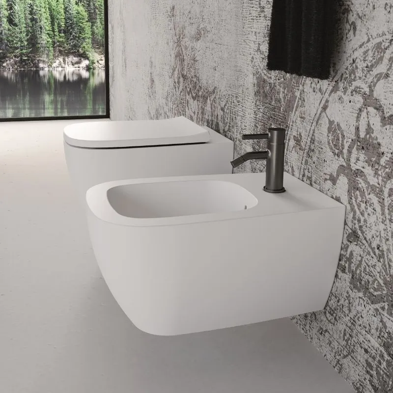 Vaso Sospeso Wunder Bianco Lucido Coprivaso Slim Soft Close - Alice