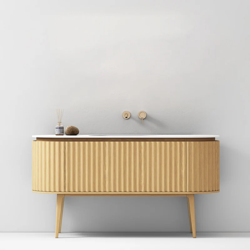 Mobile Bagno A Terra 140 cm Rovere Chiaro Senza Specchio - Reid