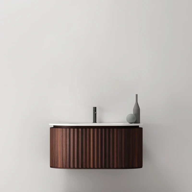 Mobile Bagno 100 cm Sospeso Noce Scuro Senza Specchio - Reid