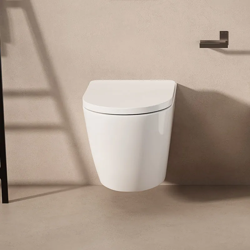 Vaso Sospeso Giada 49 Bianco Lucido e Coprivaso Soft Close - Meda