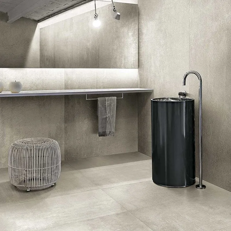 Gres Porcellanato Effetto Cemento Rettificato Grip 40x80 9mm Sable Matieres De Rex - Florim