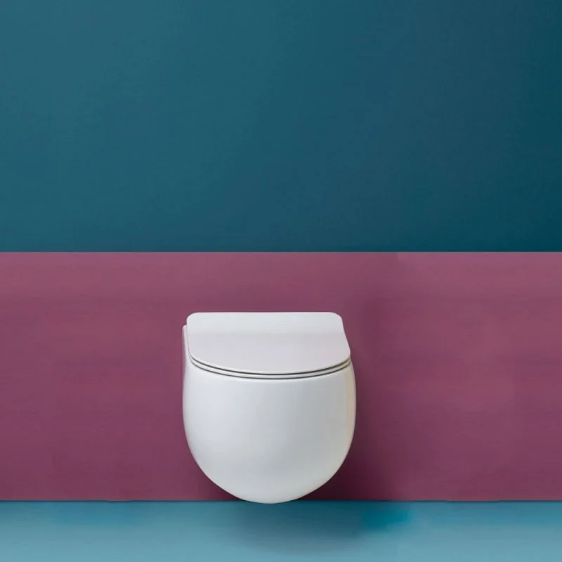 Vaso Sospeso Flo 54 Bianco Lucido Coprivaso Slim Soft Close - Kerasan