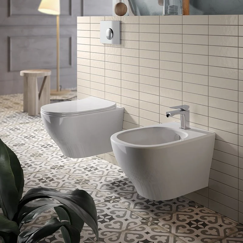 Vaso Sospeso My Bianco Lucido Coprivaso Slim Soft Close - Hidra Ceramica