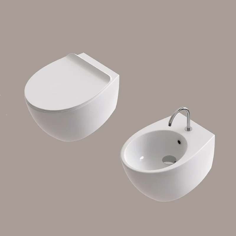 Vaso Sospeso Rimless Senza Brida Bianco Lucido Coprivaso Slim Soft Close Gran Mascalzone - Domus Falerii