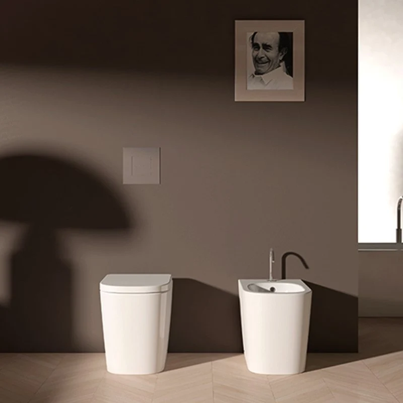 Vaso Filomuro Quadra Bianco Lucido Coprivaso Slim Soft Close - Domus Falerii