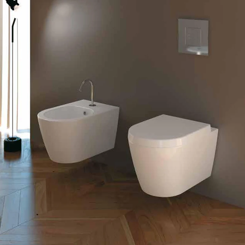 Vaso Sospeso Foglia Medium Bianco Lucido Coprivaso Slim Soft Close - Domus Falerii