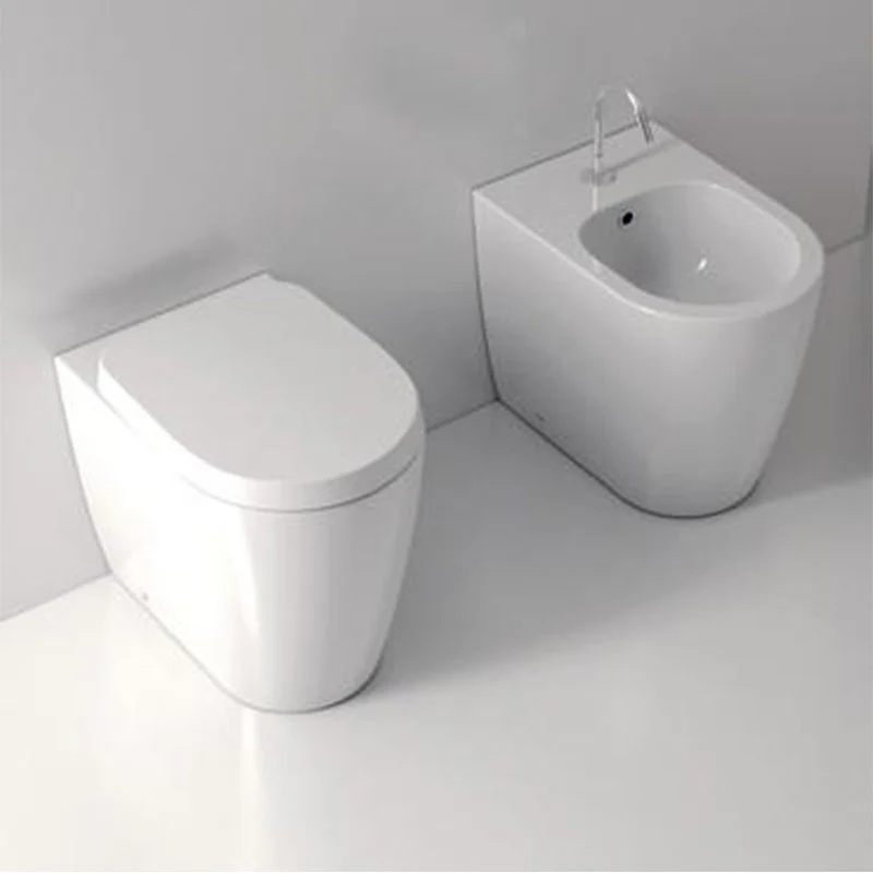 Vaso Filomuro Foglia Medium Bianco Lucido Coprivaso Slim Soft Close - Domus Falerii