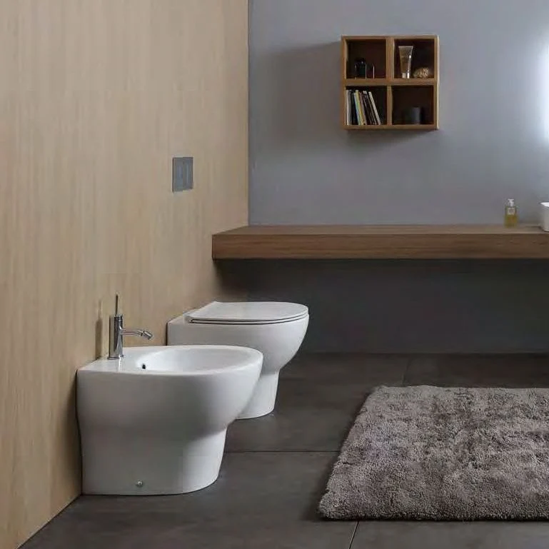 Vaso Filomuro Touch 1 Bianco Lucido Coprivaso Slim Soft Close - Disegno Ceramica
