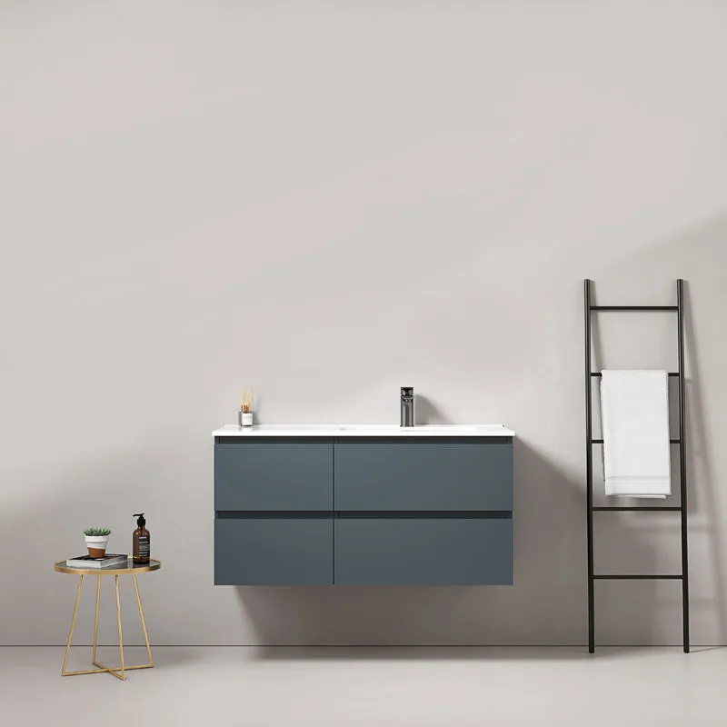 Mobile bagno sospeso 100 cm Blu Mare Lavabo a Destra in Ceramica Senza Specchio - Fiji Paint