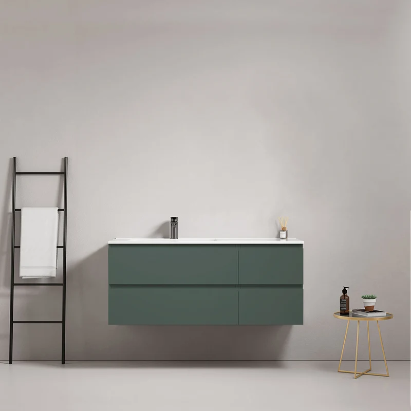 Mobile bagno sospeso 120 cm Verde Comodoro Lavabo a Sinistra in Ceramica Senza Specchio - Fiji Paint