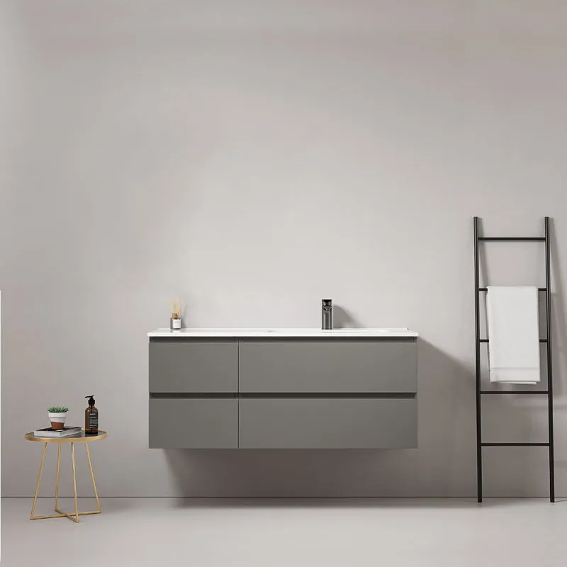 Mobile bagno sospeso 120 cm Grigio Londra Lavabo a Destra in Ceramica Senza Specchio - Fiji Paint