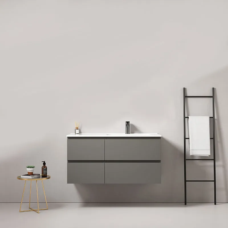 Mobile bagno sospeso 100 cm Grigio Londra Lavabo a Destra in Ceramica Senza Specchio - Fiji Paint