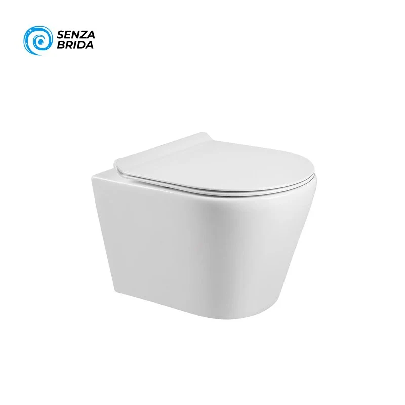 Vaso Sospeso Smeraldo Rimless Senza Brida Bianco Lucido Coprivaso Slim Soft Close - Meda
