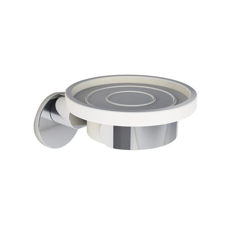 Portasapone Round Bianco-Cromo - Saniplast