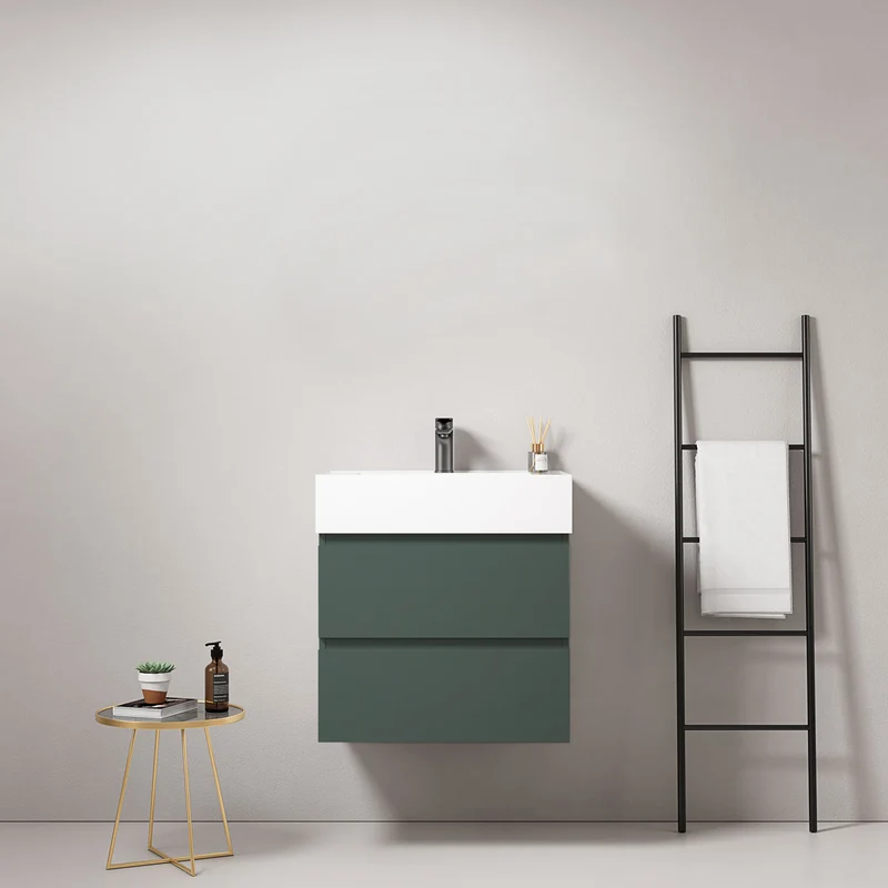 Mobile bagno sospeso 60 cm Verde Comodoro Lavabo in Resina Senza Specchio - Fiji Paint