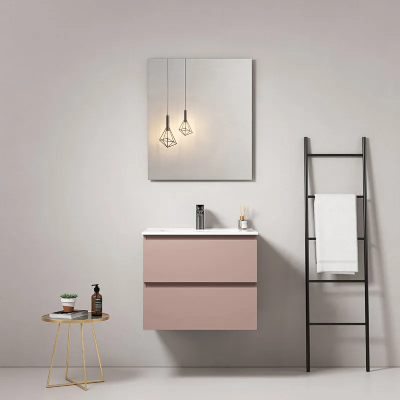 Mobile bagno sospeso 60 cm Rosa Retro Lavabo in Ceramica Specchio Quadro - Fiji Paint