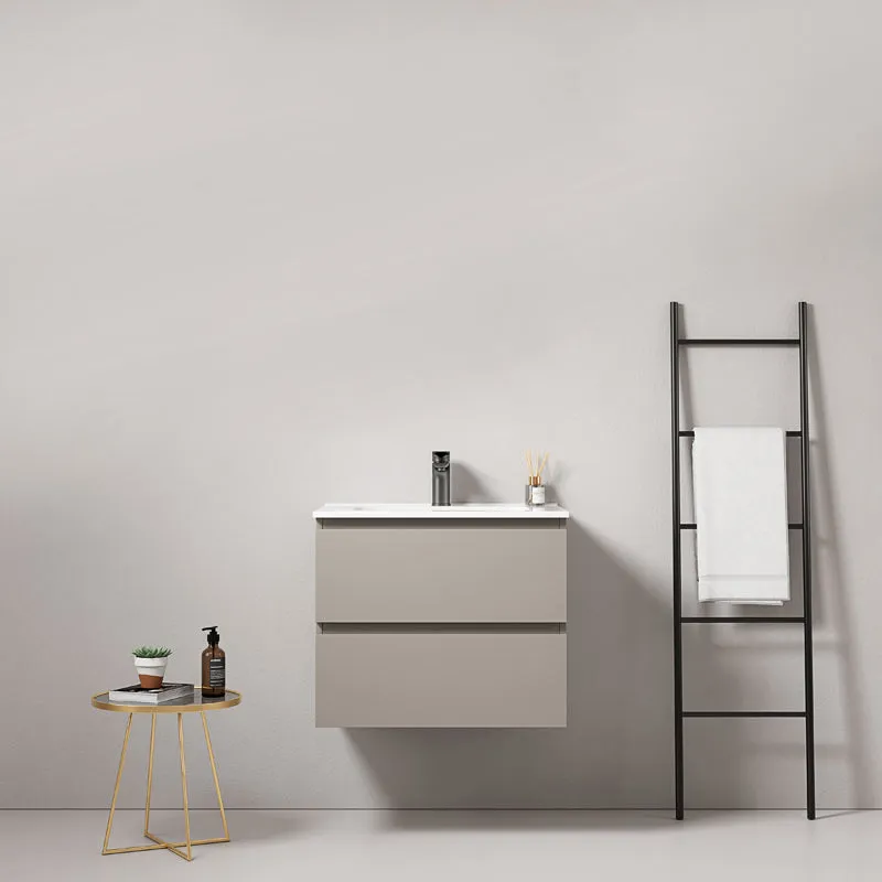 Mobile bagno sospeso 60 cm Grigio Cenere Lavabo in Ceramica Senza Specchio - Fiji Paint